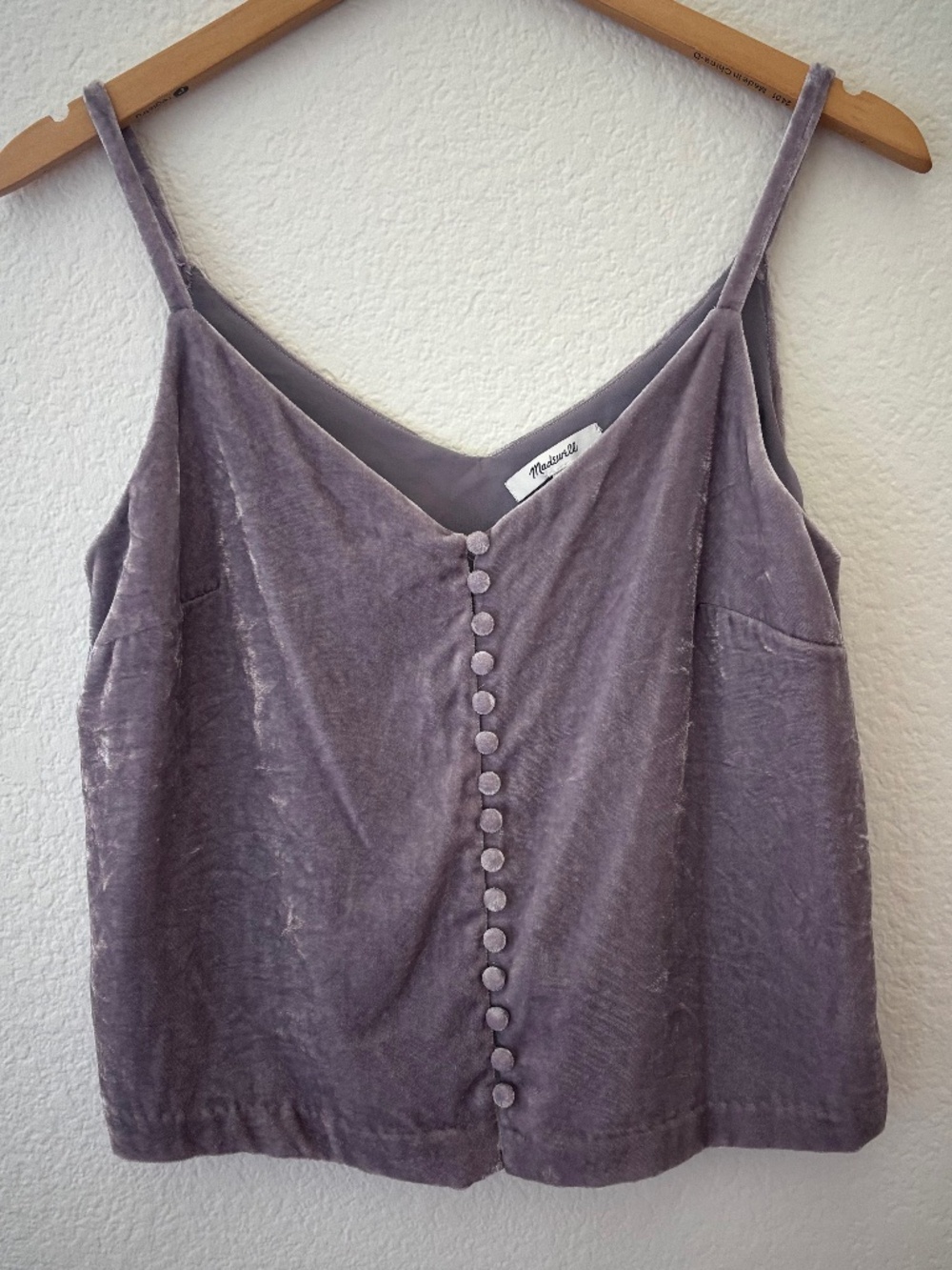 Madewell lilac purple velvet cami tank top size 2 - Picture 2 of 9